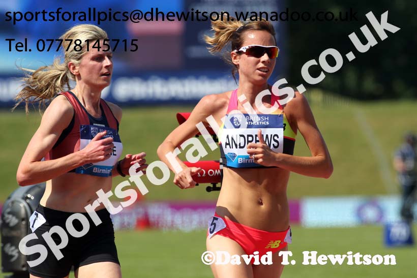 Jessica Andrews (GB) and Deirdre Byrne (IRE) womens 5000 metres, IAAF Diamond League, Birmingham. Photo: David T. Hewitson/Sports for All Pics